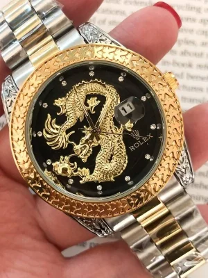 ساعت رولکس مردانه طرح اژدها Rolex Dragon کد 5001 (صفحه مشکی)