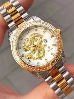 ساعت رولکس مردانه طرح اژدها Rolex Dragon کد 5001 (صفحه سفید)