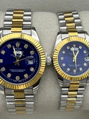 ساعت رولکس دیت  جاست ROLEX DATEJUST کد 5002 (دو رنگ صفحه آبی)