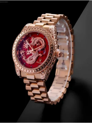 ساعت رولکس مردانه طرح اژدها Rolex Dragon کد 5001 (صفحه قرمز)
