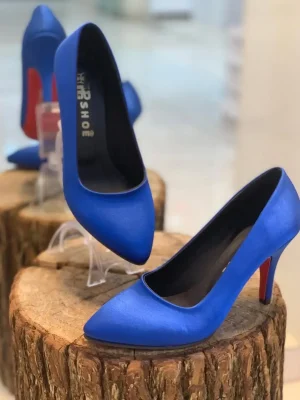 کفش مجلسی ساتن (آبی کاربنی) کد 5224