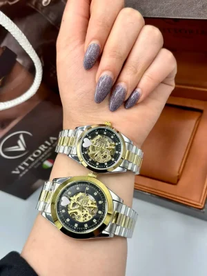 ساعت ست اتوماتیک رولکس (نقره ای-طلایی صفحه مشکی) کد 4315