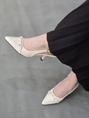 کفش مجلسی سگک دار کد 4961 (کرم)