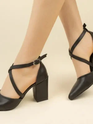 کفش عروسکی چرم مشکی کد 5172