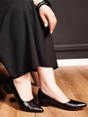 کفش پاشنه دار چرم سنگی