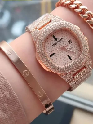 ساعت فول نگین زنانه patek philippe