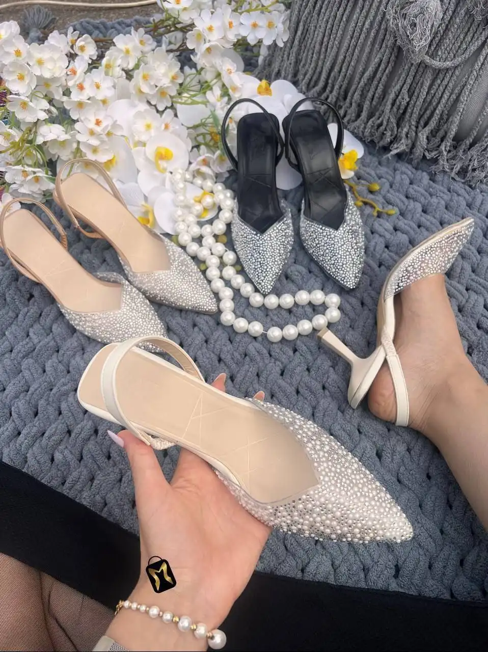 کفش مجلسی زنانه طلقی مرواریدی
