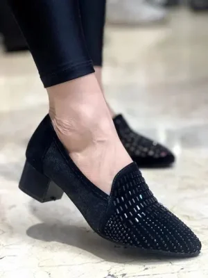 کفش پاشنه دار سنگی نگین دار