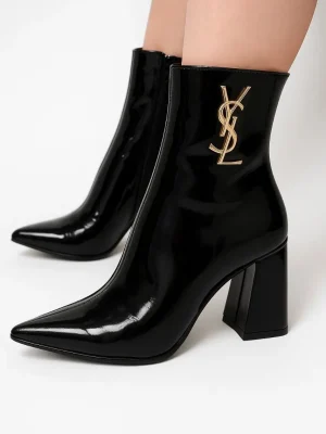 نیم بوت ورنی زنانه پاشنه YSL