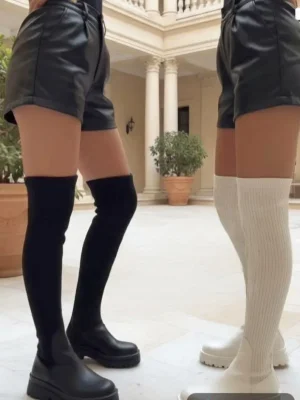 بوت بالا زانو طرح  کش بافت