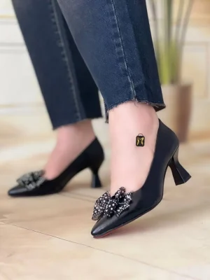 کفش پاشنه دار مجلسی زنانه مدل پاپیونی